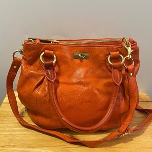 J. Crew Vibrant Orange Satchel with Gold Accents